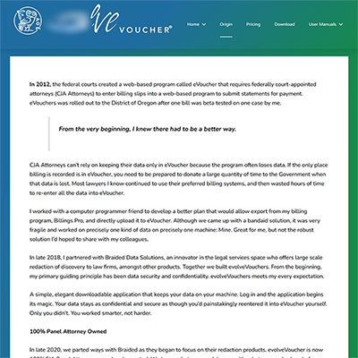 WordPress developer's website sample of voucher